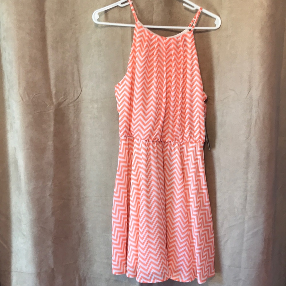 Orange and White Chevron Short Sundress